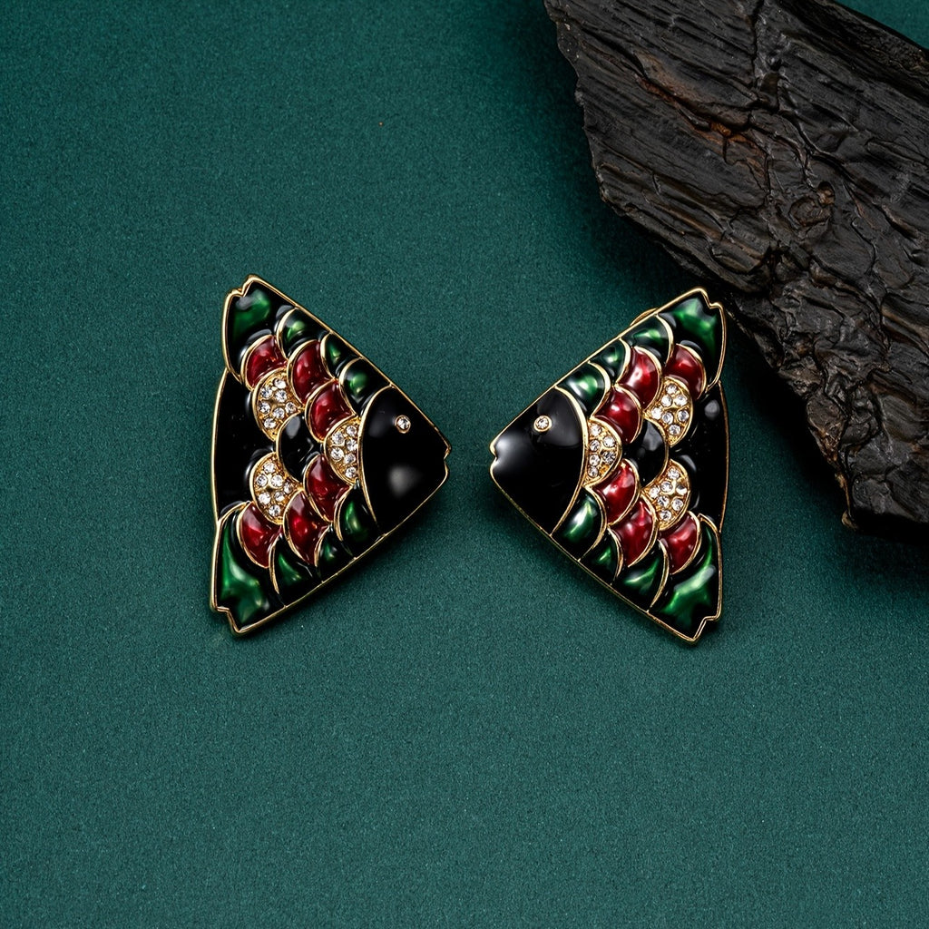 Whimsical Fish Scale Stud Earrings