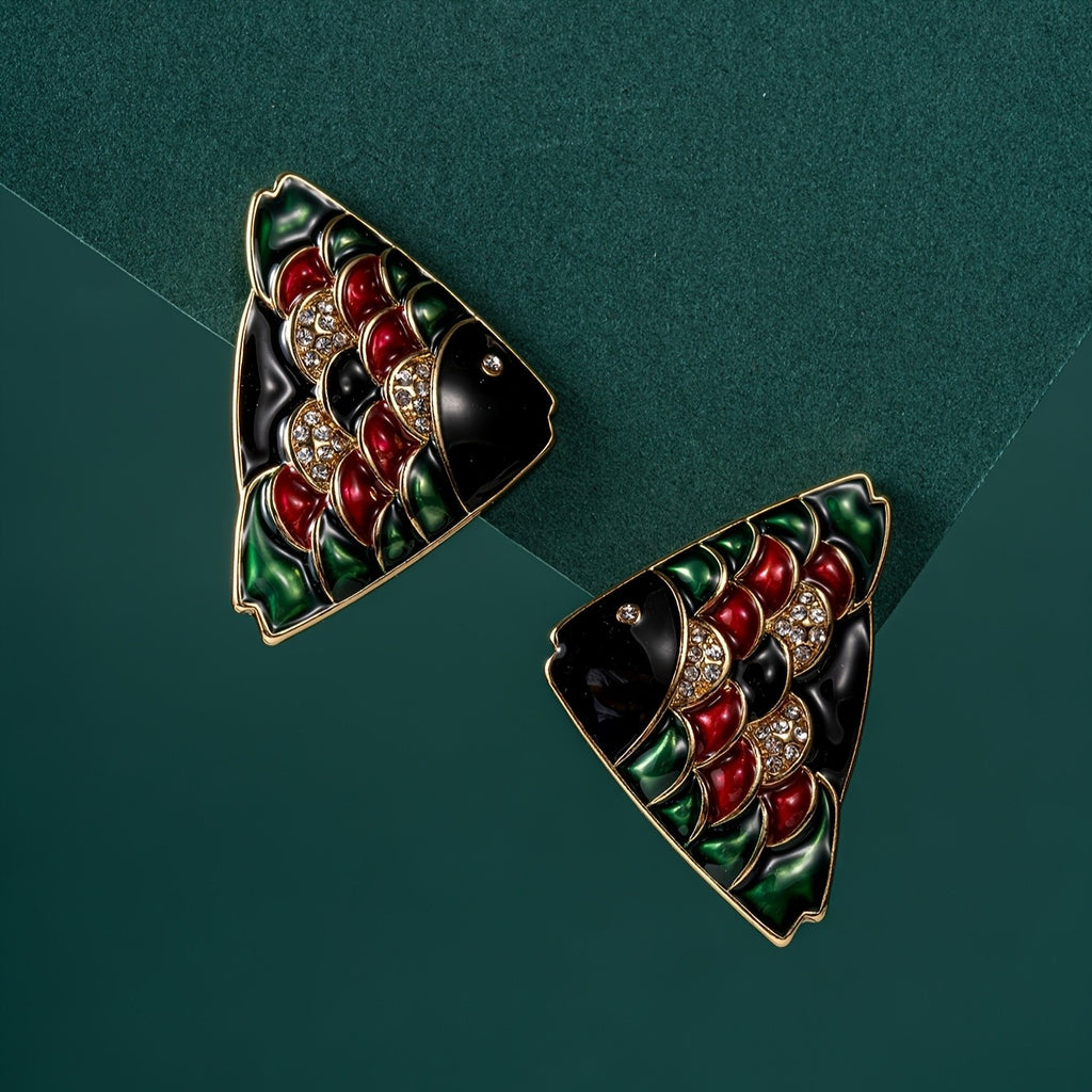 Whimsical Fish Scale Stud Earrings