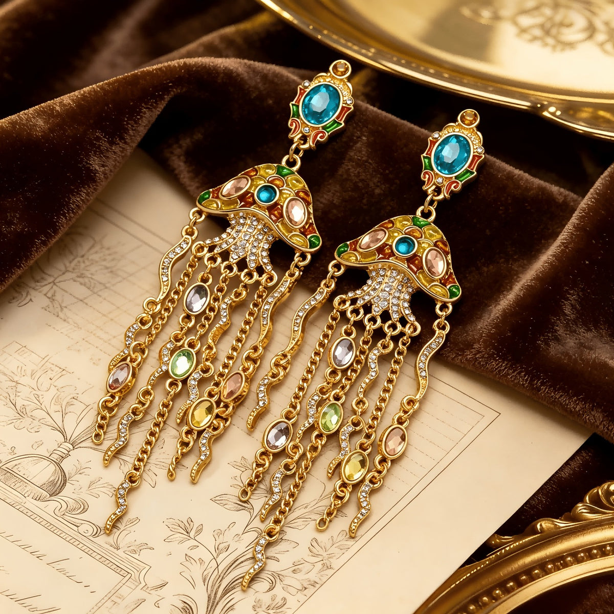 Colorful Jellyfish Tassel Drop Earrings
