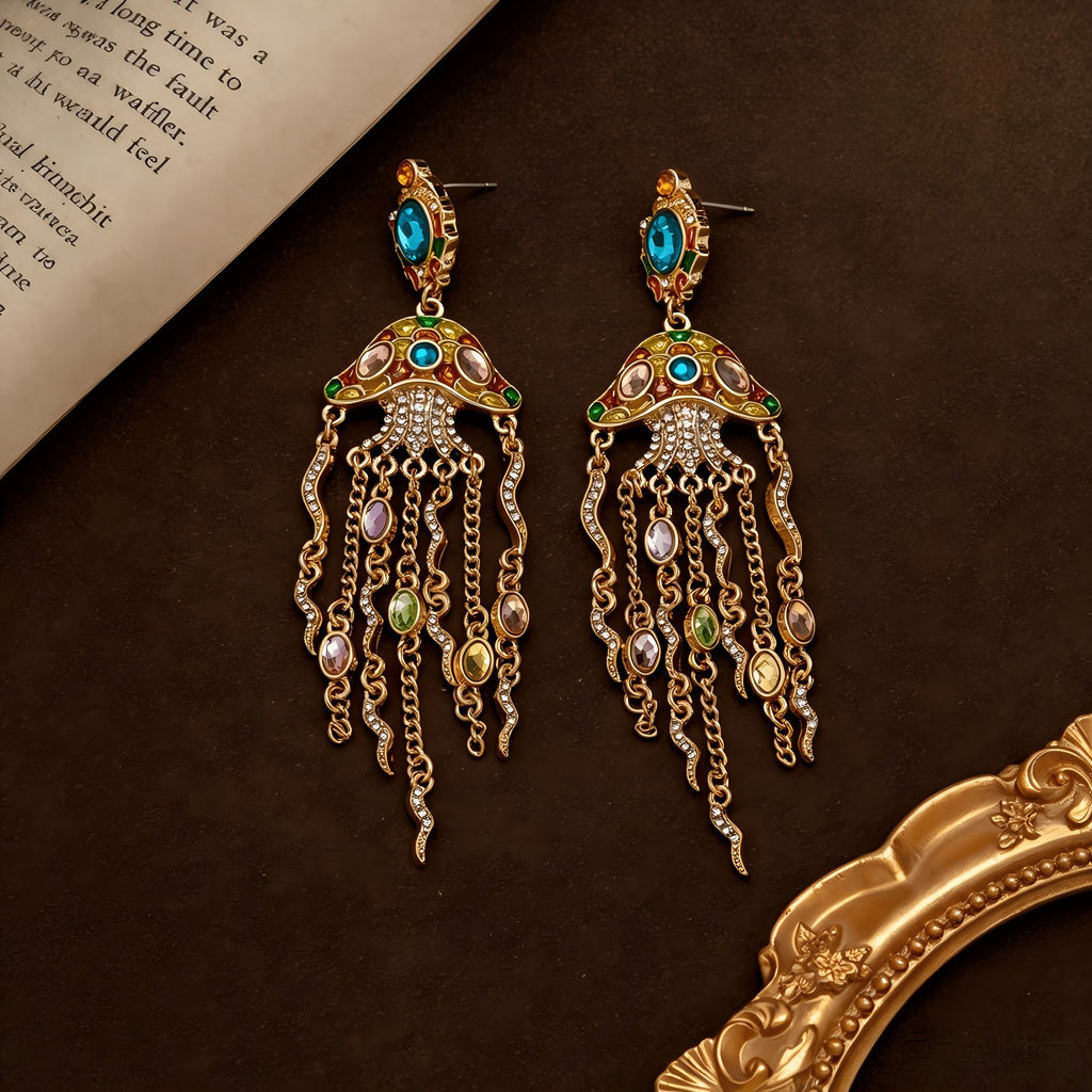 Colorful Jellyfish Tassel Drop Earrings