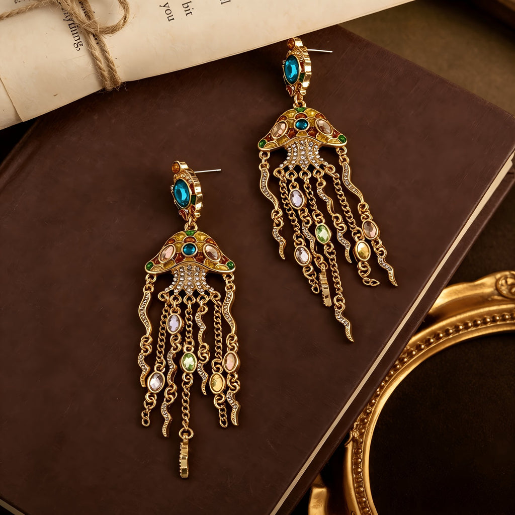 Colorful Jellyfish Tassel Drop Earrings