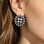 Checkerboard Starburst Stud Earrings