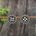 Checkerboard Starburst Stud Earrings