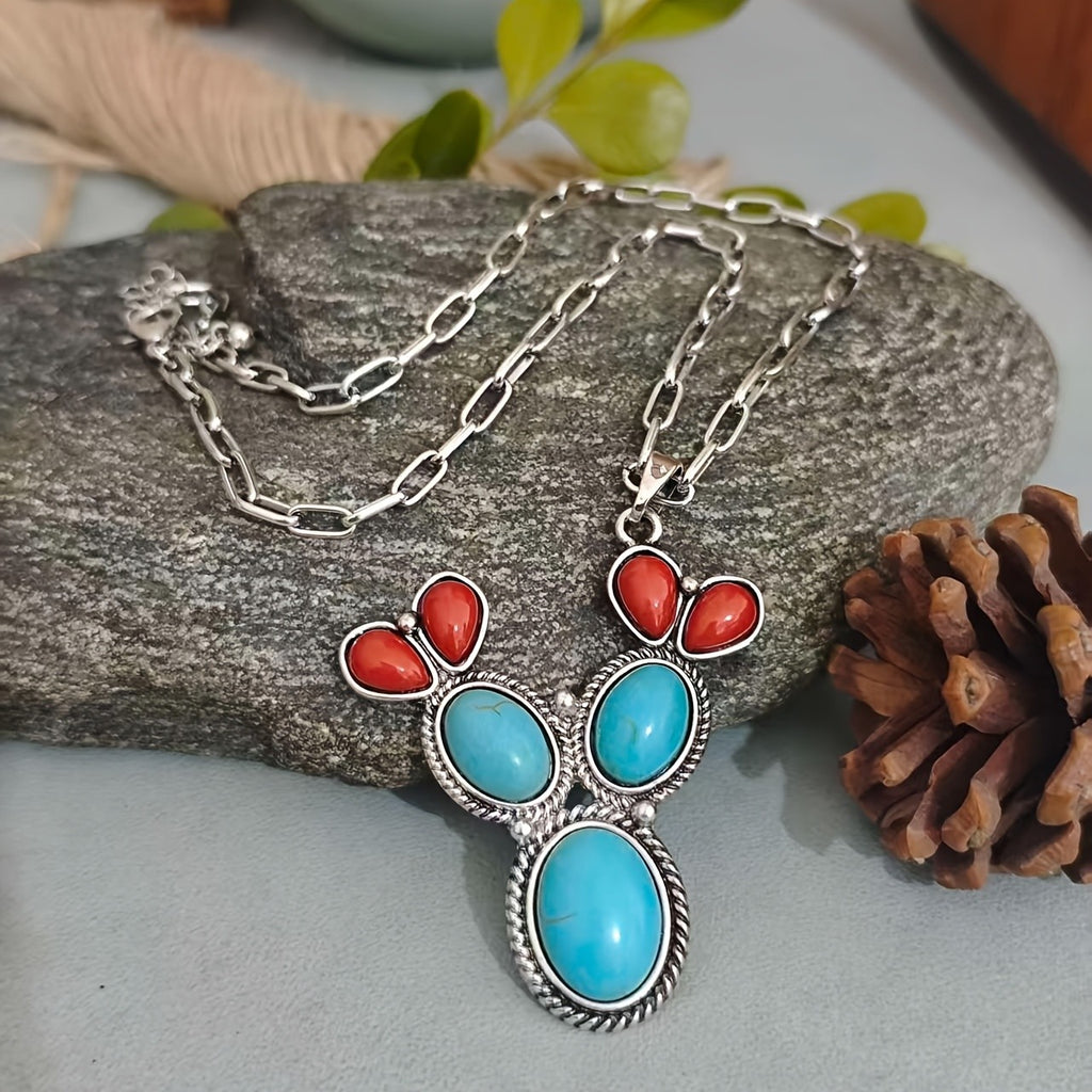 Boho Cactus Turquoise Necklace