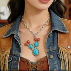 Boho Cactus Turquoise Necklace