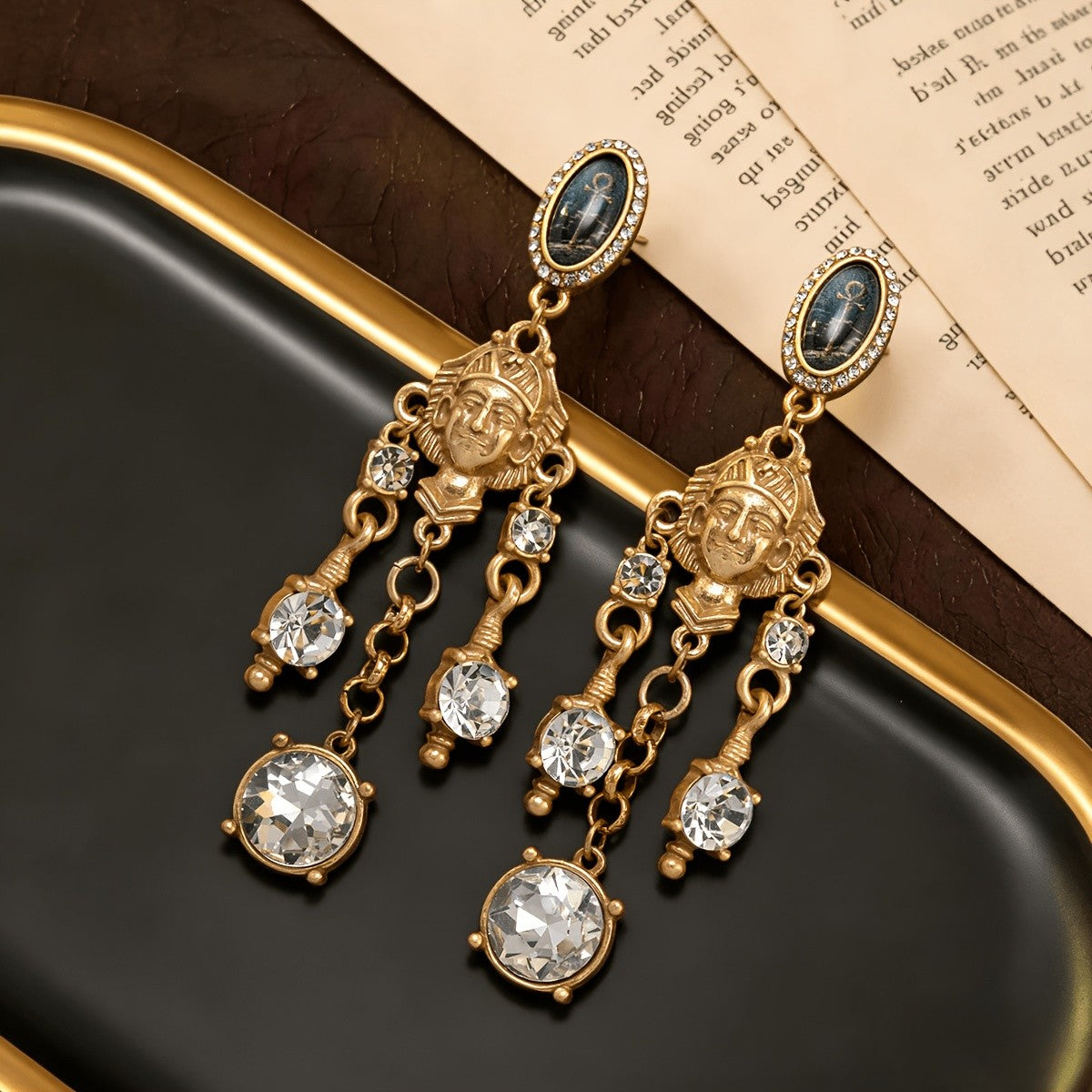 Regal Portrait Glass Drop Earrings