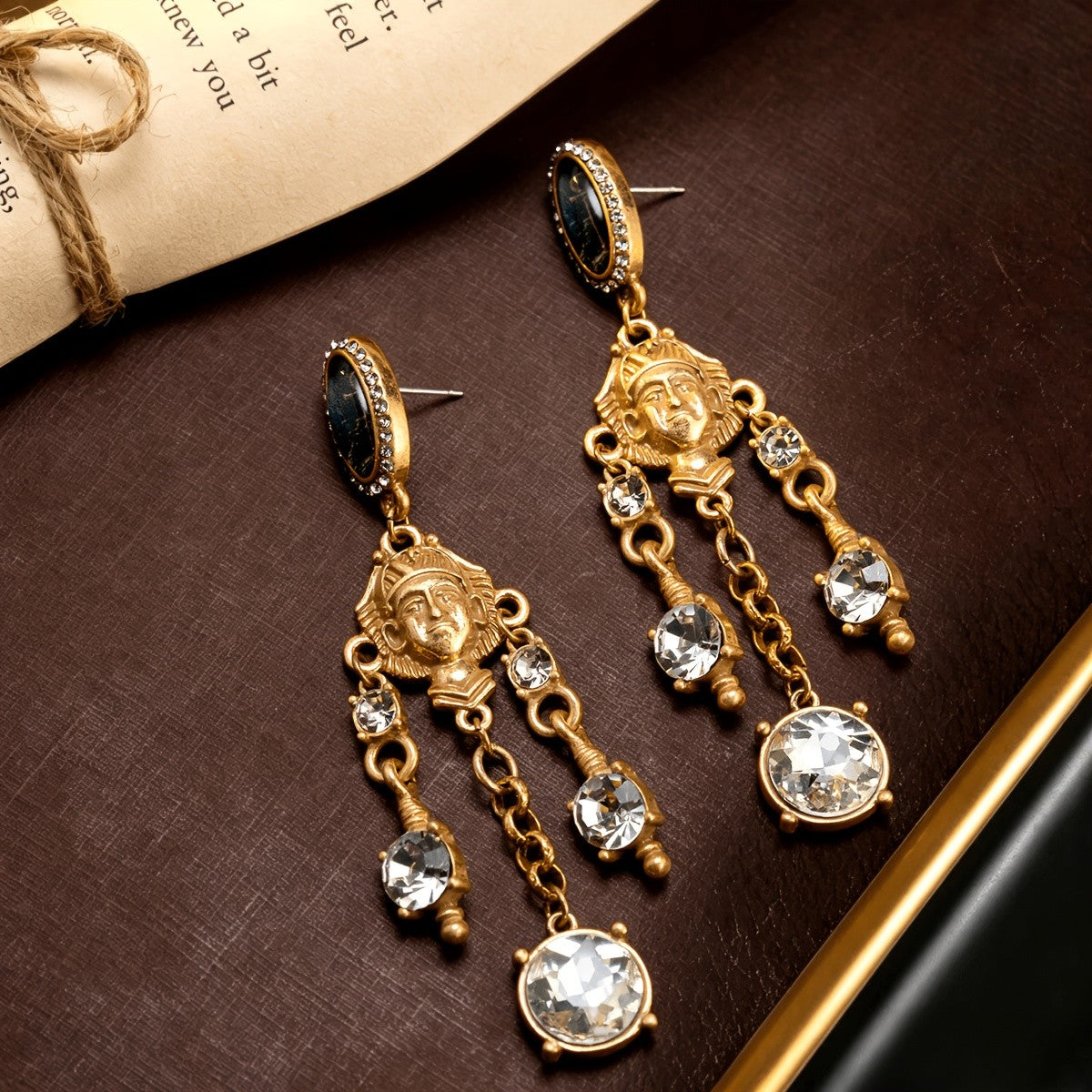 Regal Portrait Glass Drop Earrings