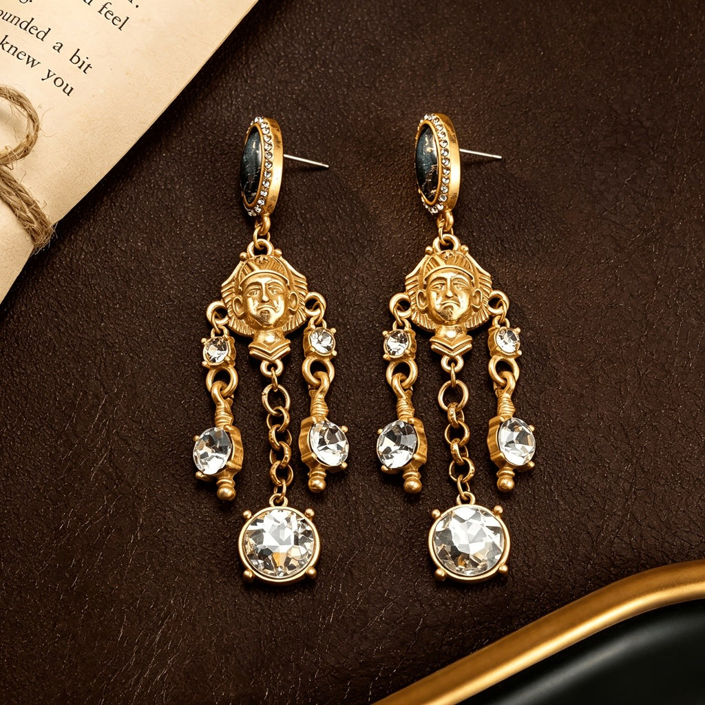 Regal Portrait Glass Drop Earrings