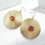 Elegant Spiral Disc Drop Earrings