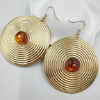 Elegant Spiral Disc Drop Earrings