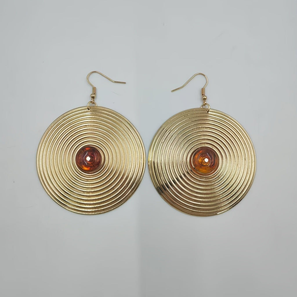 Elegant Spiral Disc Drop Earrings