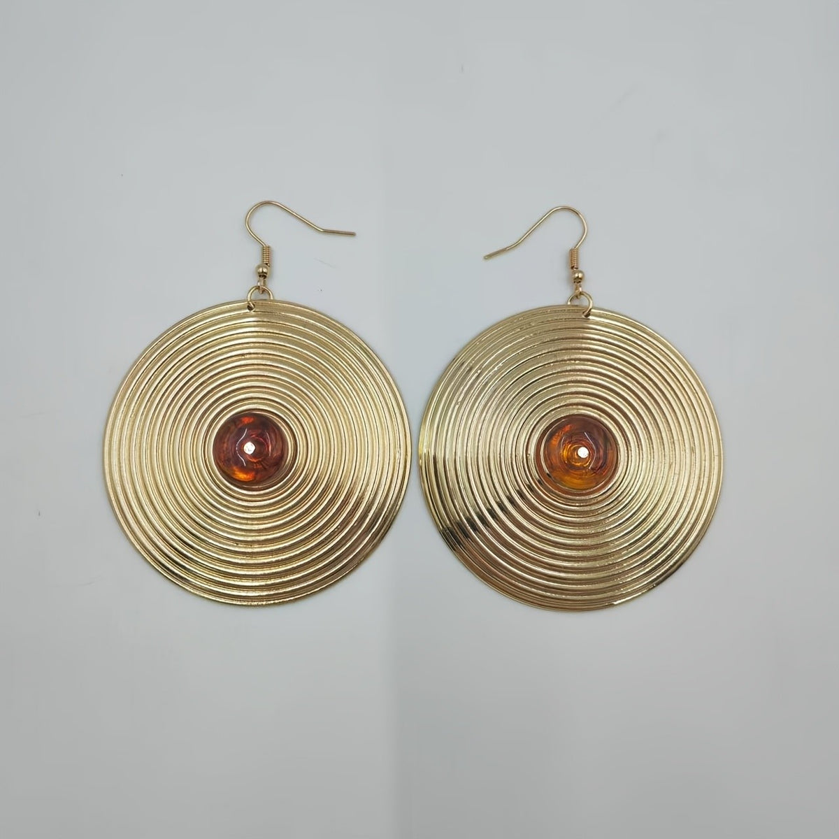 Elegant Spiral Disc Drop Earrings