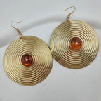 Elegant Spiral Disc Drop Earrings