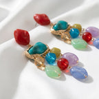 Multicolor Gemstone Cascade Drop Earrings