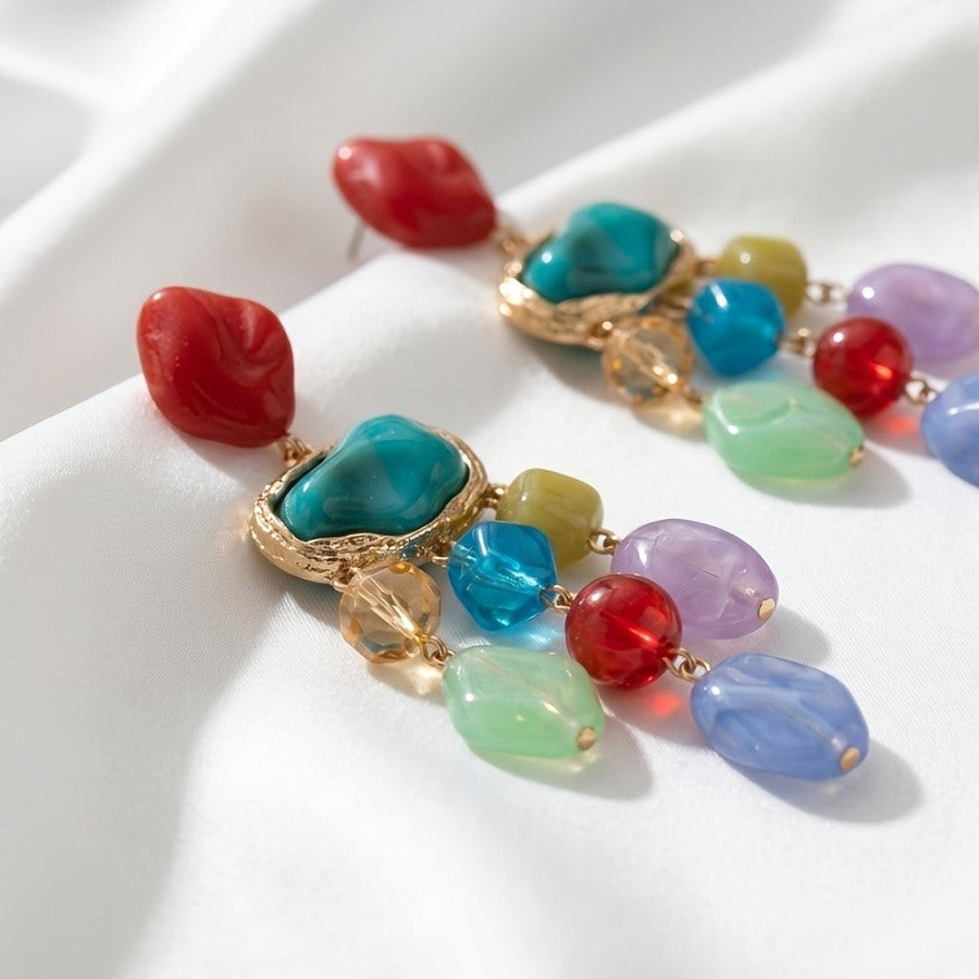 Multicolor Gemstone Cascade Drop Earrings
