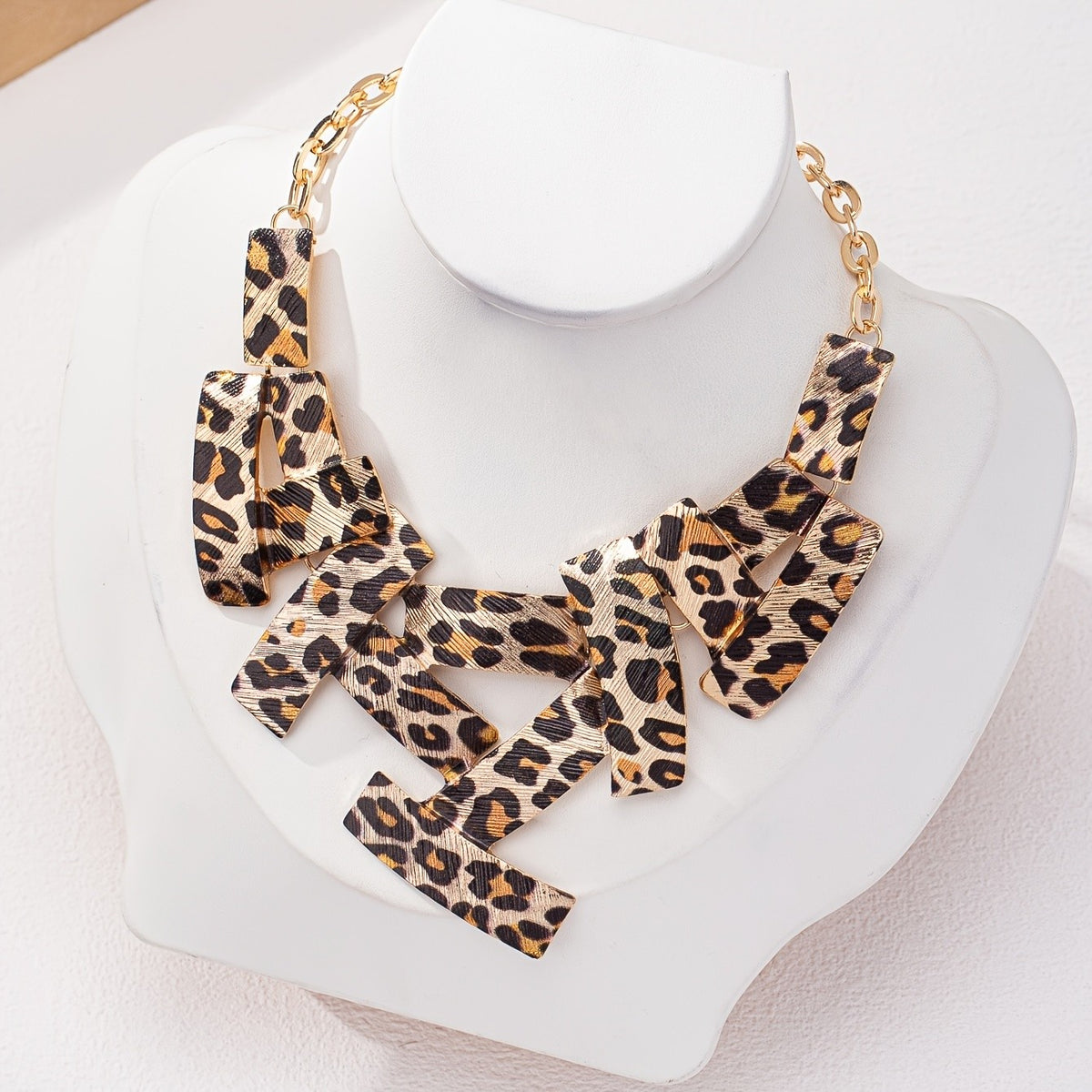 Bold Leopard Print Bib Necklace