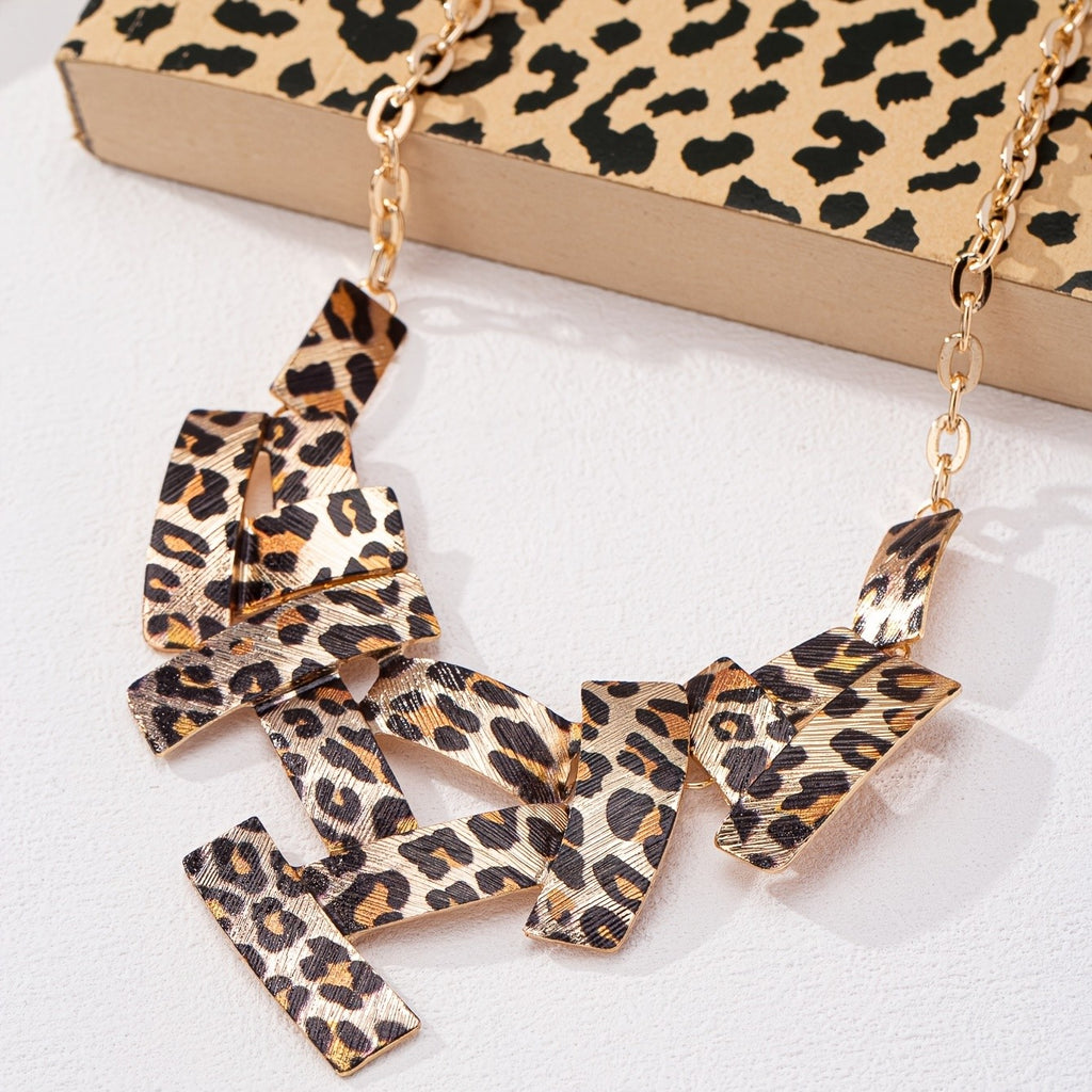 Bold Leopard Print Bib Necklace