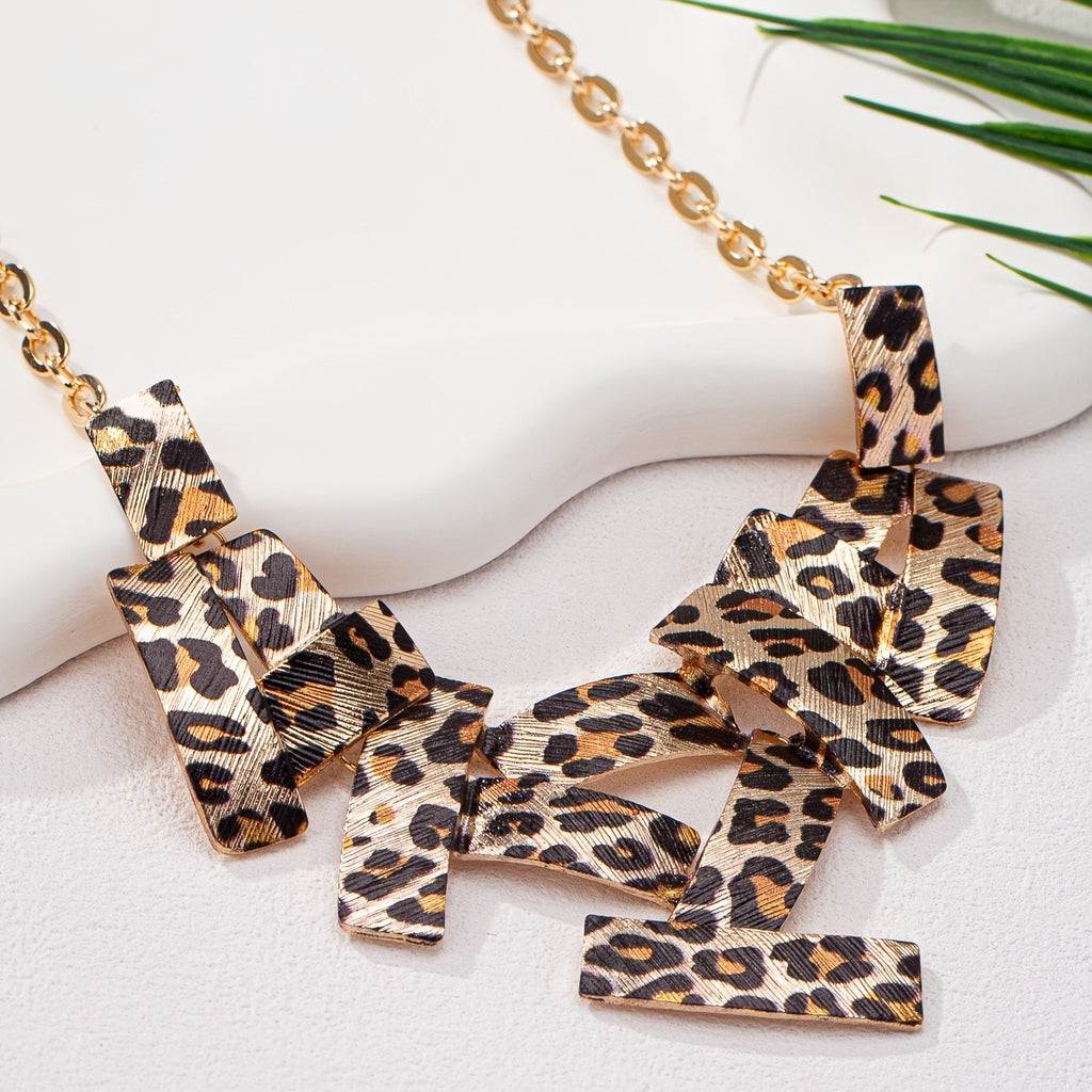 Bold Leopard Print Bib Necklace