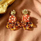 Amber Floral Pearl Drop Earrings