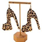 Leopard Print Heel Drop Earrings