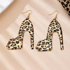 Leopard Print Heel Drop Earrings