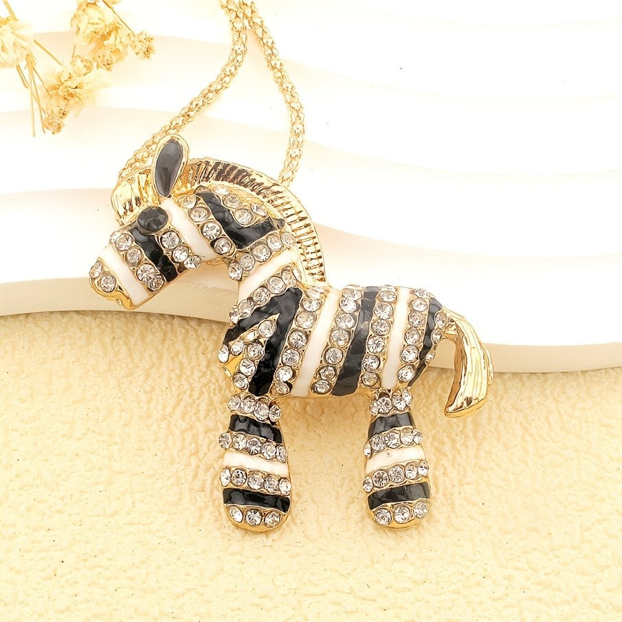 Whimsical Zebra Crystal Necklace
