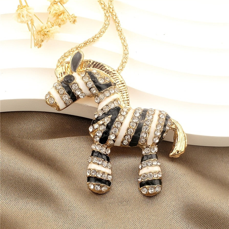 Whimsical Zebra Crystal Necklace