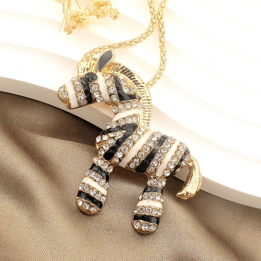 Whimsical Zebra Crystal Necklace