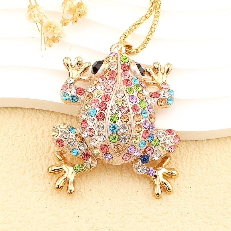 Whimsical Pink Frog Pendant Necklace