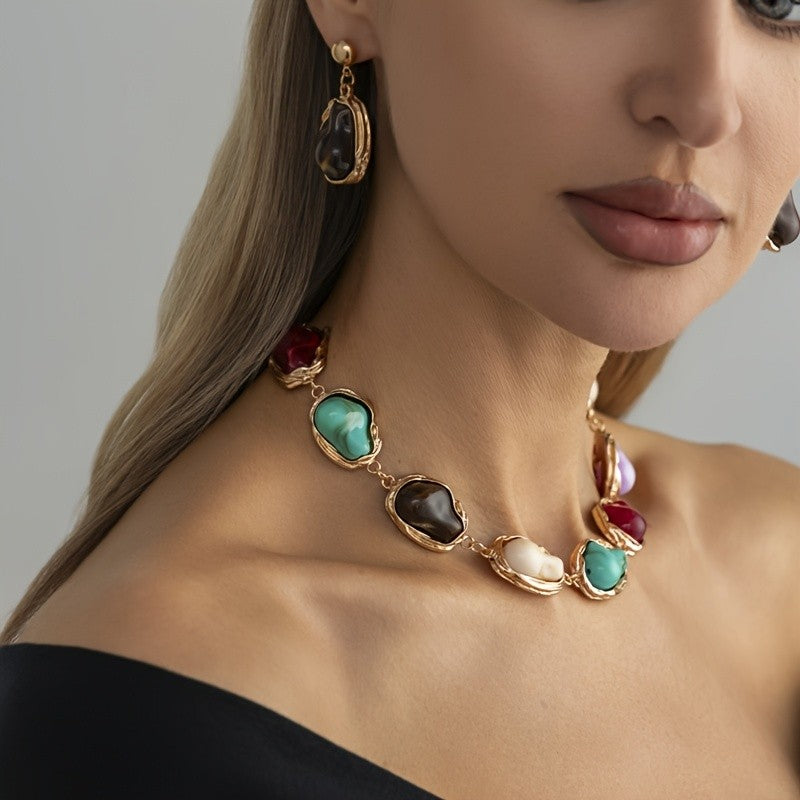 Colorful Baroque Stone Necklace