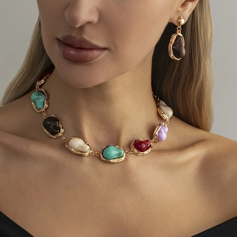 Colorful Baroque Stone Necklace