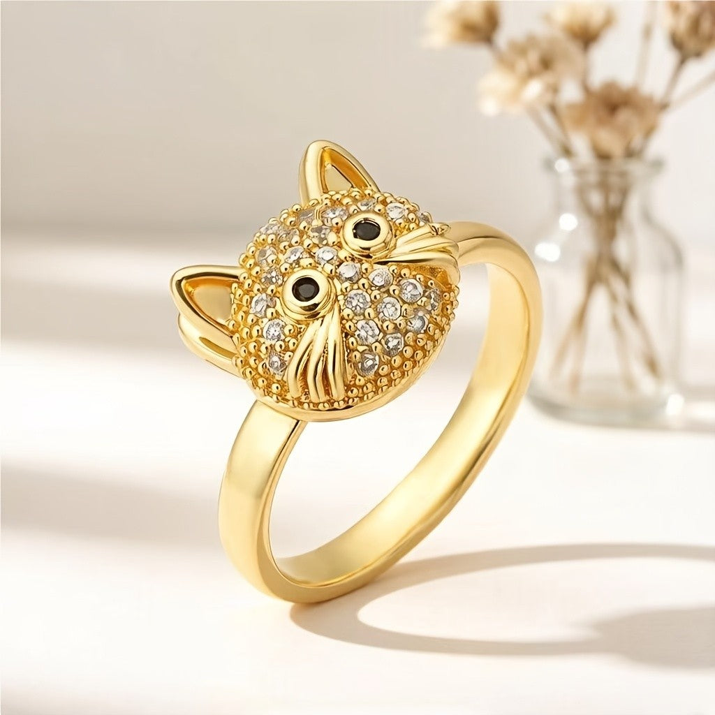 Whimsical Cat Face Statement Ring