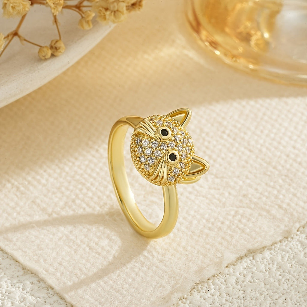 Whimsical Cat Face Statement Ring