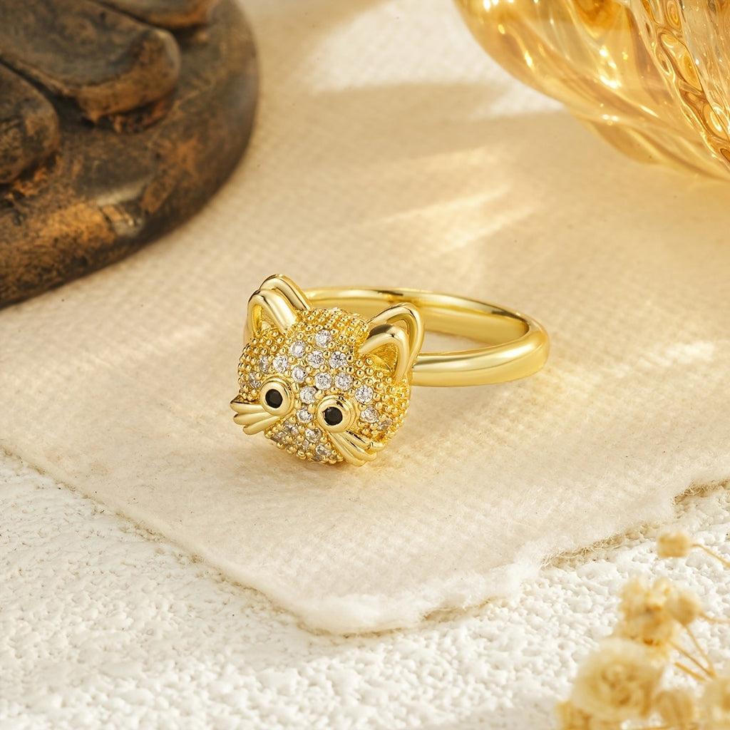 Whimsical Cat Face Statement Ring