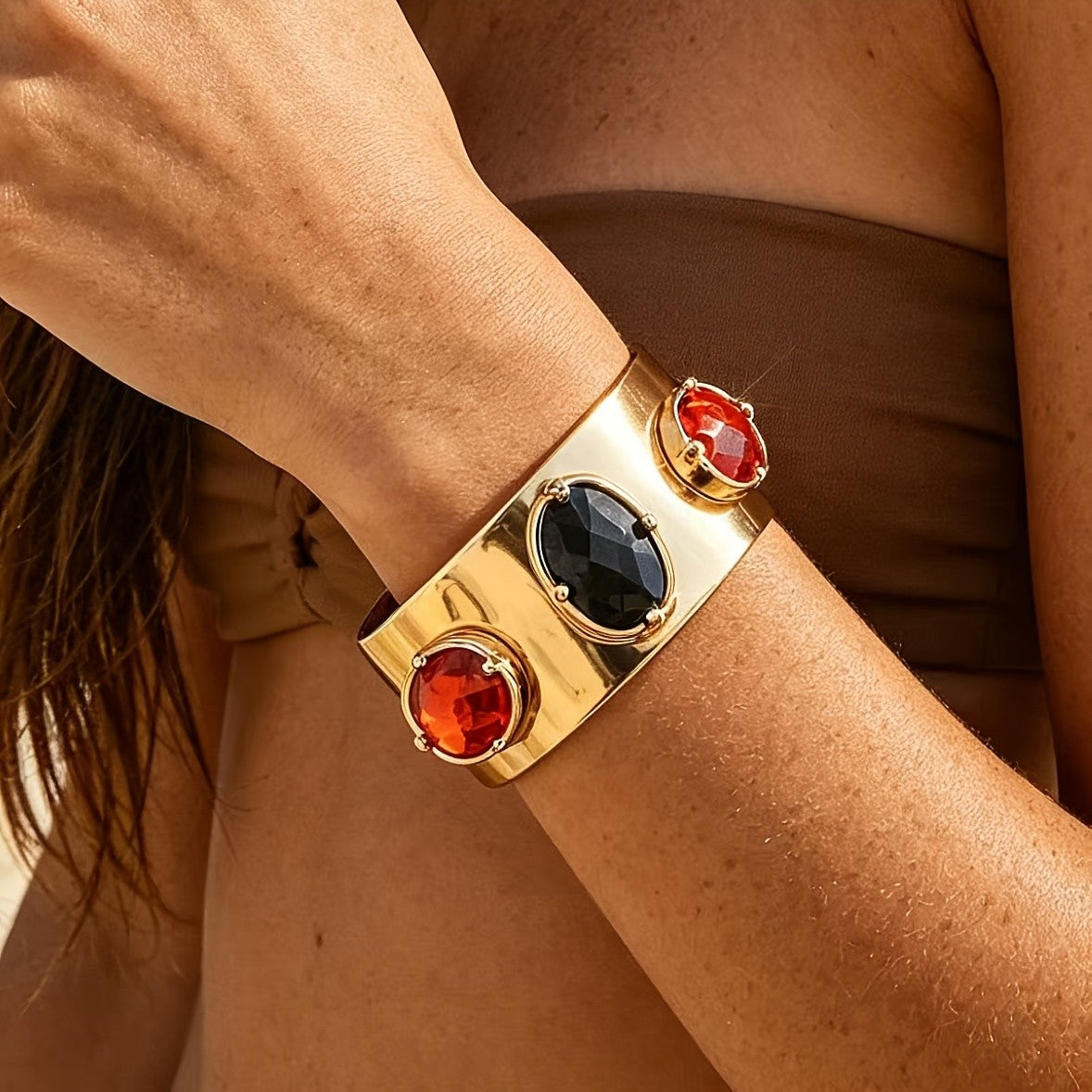 Bold Gemstone Cuff Bracelet