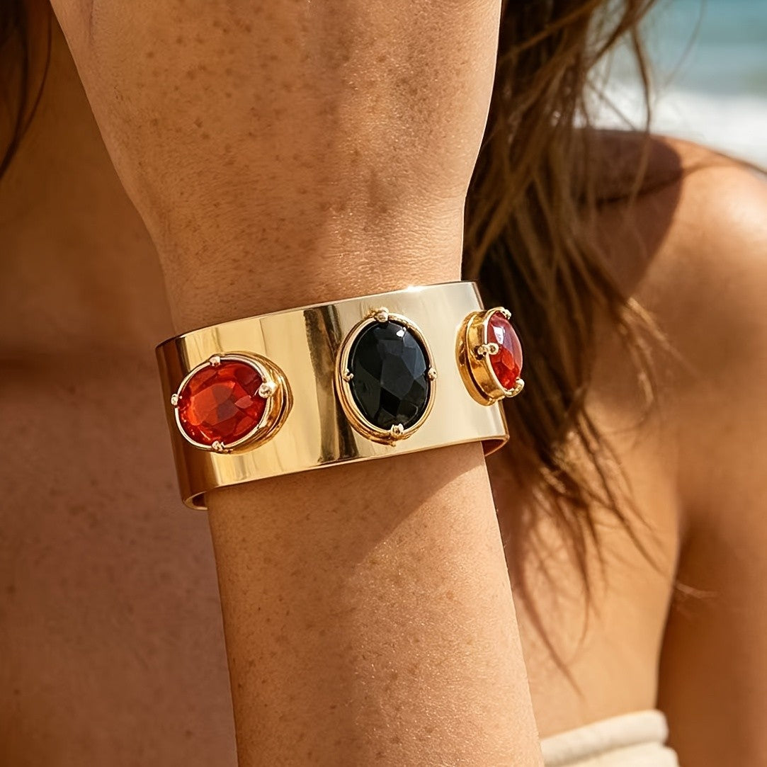 Bold Gemstone Cuff Bracelet