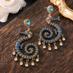 Teal Seahorse Crystal Drop Earrings