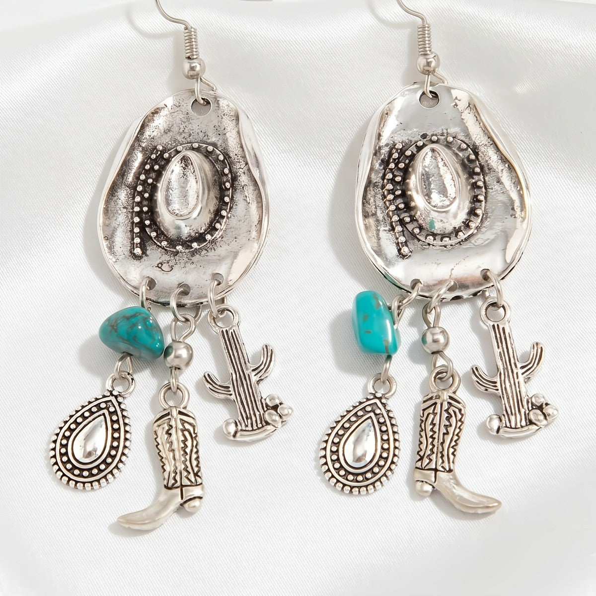Western Turquoise Charm Drop Earrings