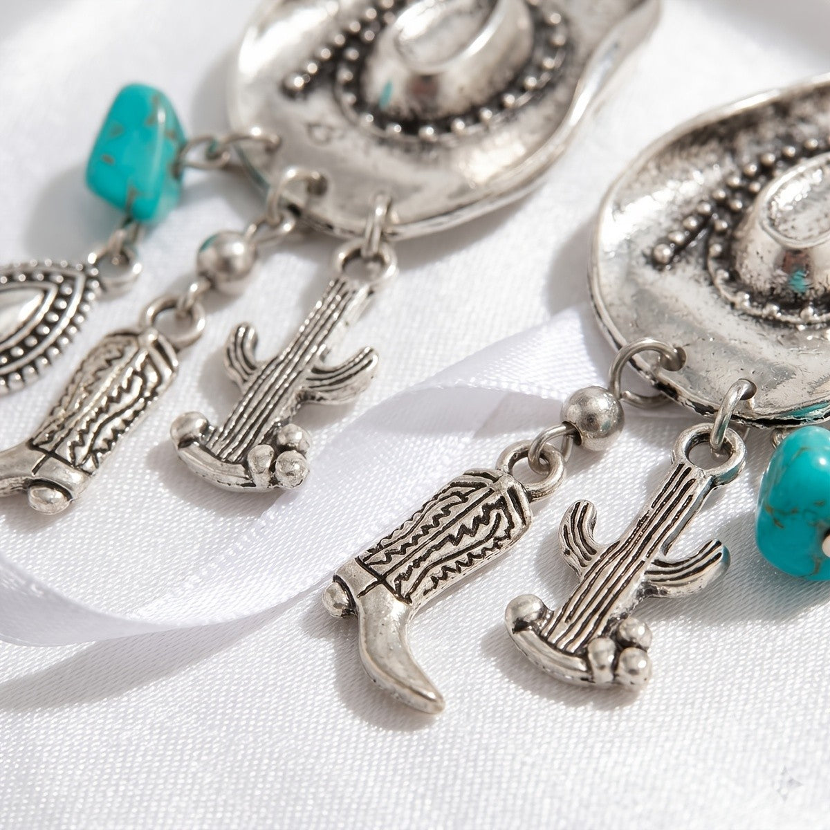 Western Turquoise Charm Drop Earrings