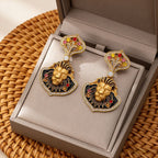 Regal Lion Head Drop Earrings
