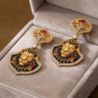 Regal Lion Head Drop Earrings