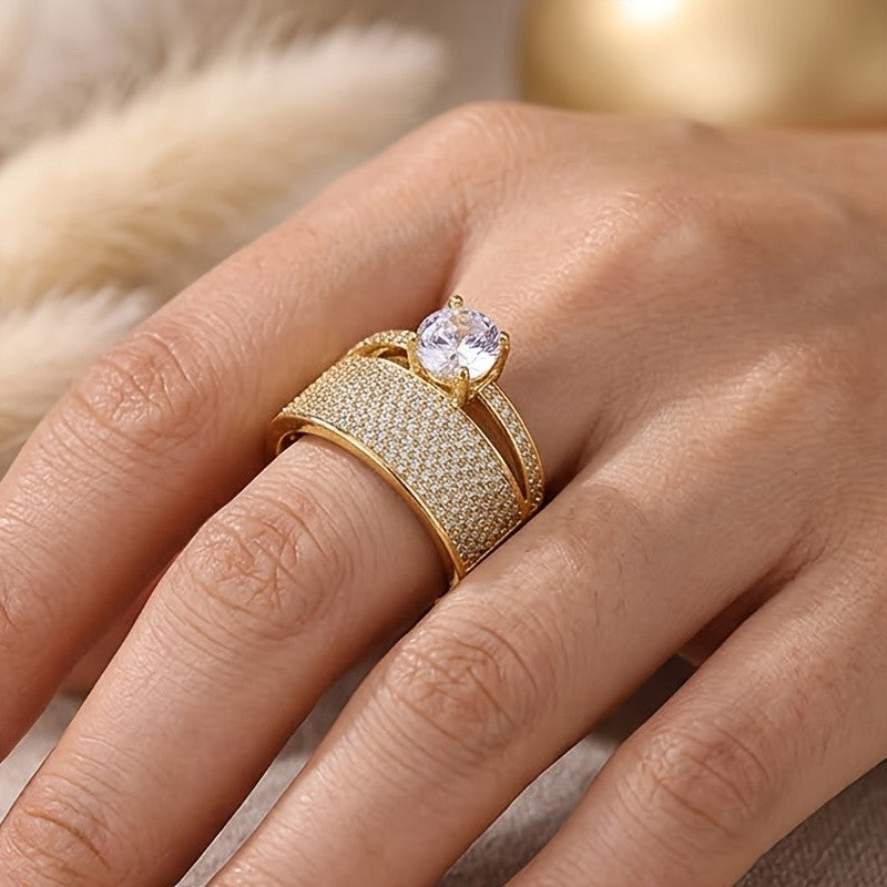 Elegant Pave Gemstone Ring