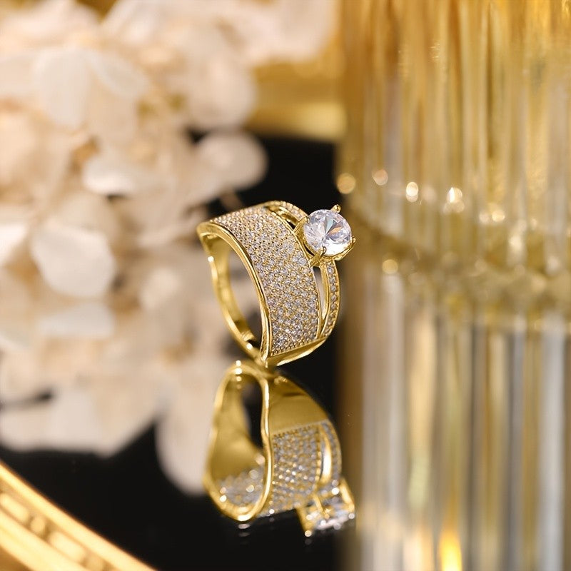 Elegant Pave Gemstone Ring