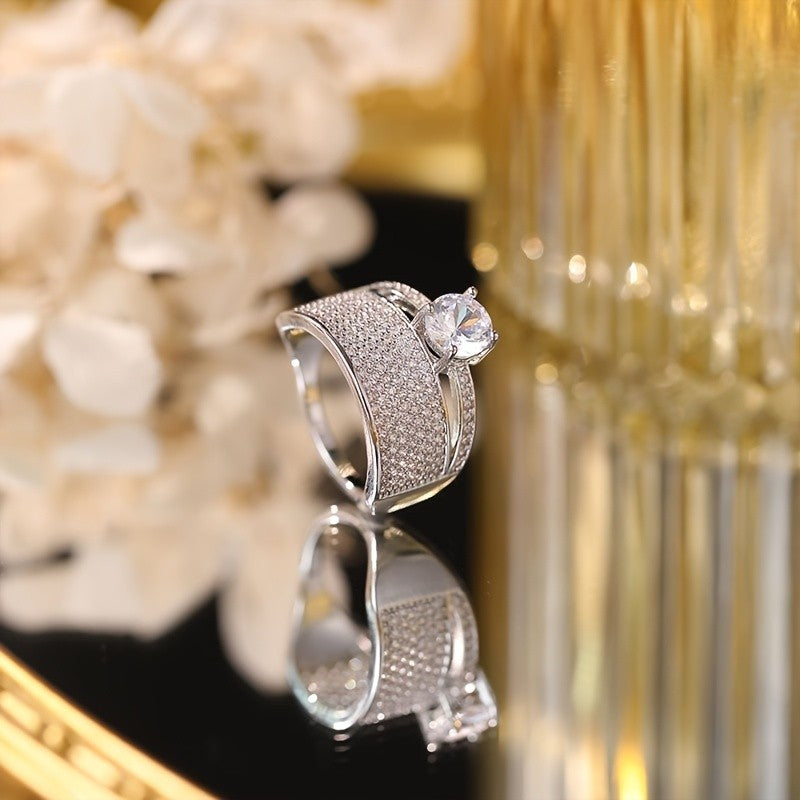 Elegant Pave Gemstone Ring
