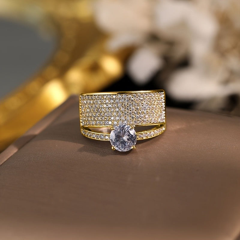 Elegant Pave Gemstone Ring
