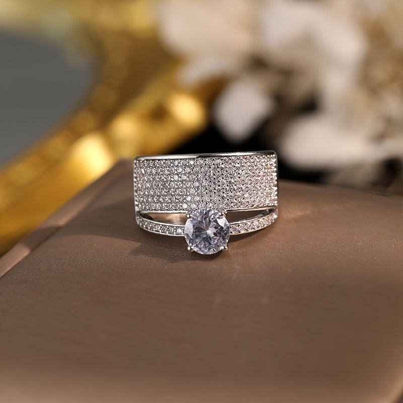 Elegant Pave Gemstone Ring