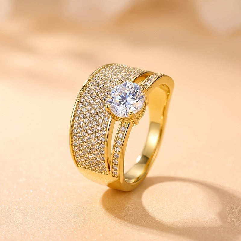 Elegant Pave Gemstone Ring