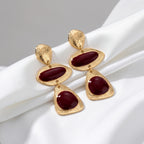 Burgundy Geometric Cascade Drop Earrings