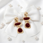 Burgundy Geometric Cascade Drop Earrings