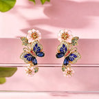 Boho Butterfly Floral Drop Earrings